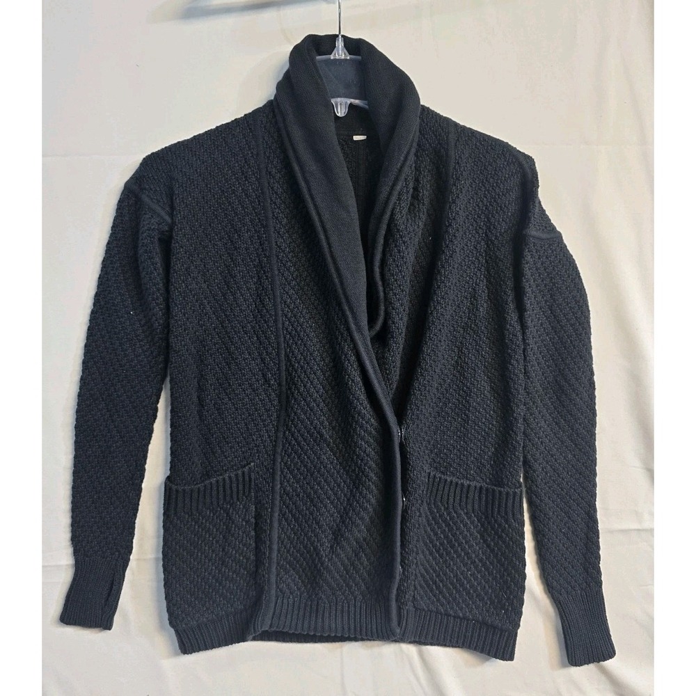 Lululemon BLACK Knit Cardigan Sweater Women Small Cotton